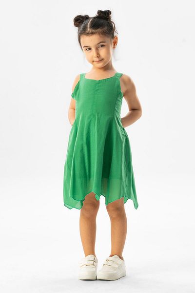 Eliş Şile Bezi Καλοκαιρινό παιδικό φόρεμα Mint Green Strappy Voile Emel