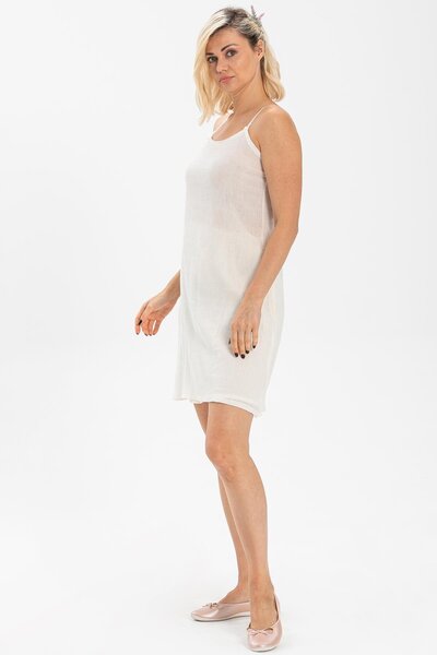 Eliş Şile Bezi Cotton Petticoat Chiffon Short Dress Inner Lining Adjustable Drawstring Strap Underskirt Cream Krm