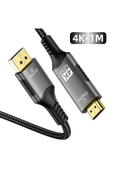 Choice كابل صوت وفيديو متوافق مع منفذ DisplayPort إلى HDMI بدقة 4K بطول 1 متر و8K، بتردد 60 هرتز، من منفذ DisplayPort إلى HDMI 2.1 لأجهزة HP وDell وLe