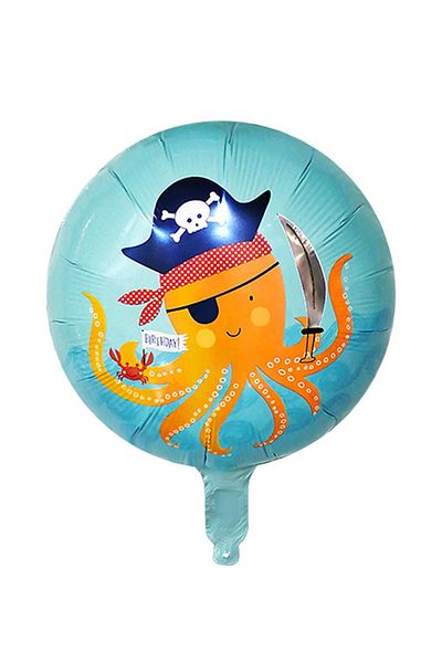 Patladı Gitti Shark and Octopus Balloon 45X45 cm Pirate Themed Foil Balloon Set