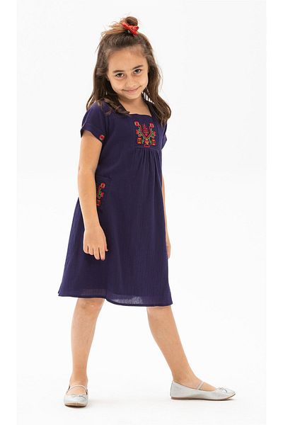 Eliş Şile Bezi Angel Sile Cloth Children's Summer Dress Purple Purple