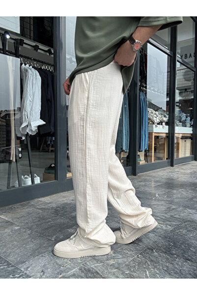 BYBASICMAN Панталон от бял муселинов плат G-5232/8