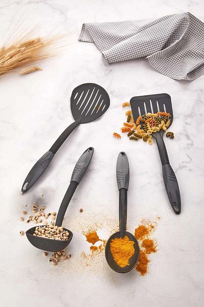 HOMENIVA Anthracite 4 Piece Non-stickTepalServing Set