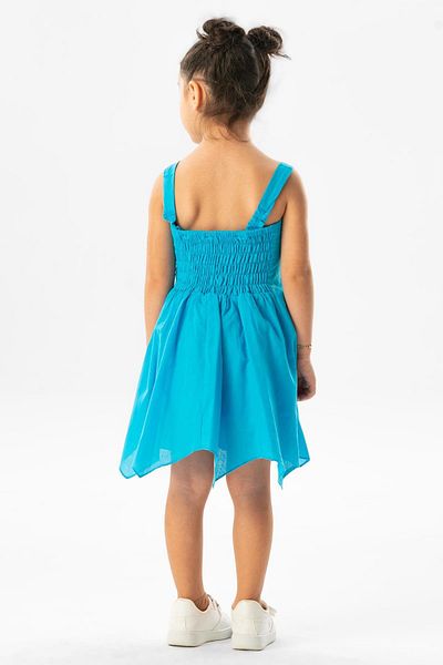 Eliş Şile Bezi Strappy Voile Emel Summer Children's Dress Turquoise Trkz