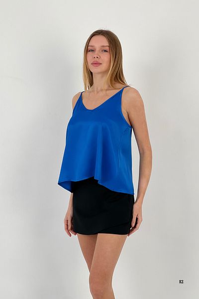 Miss Poem Women's Thin Strap Summer Backless Blue Blouse