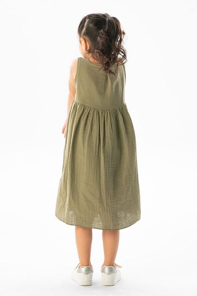 Eliş Şile Bezi Αμάνικο Wise Summer Muslin Παιδικό Φόρεμα Χακί Χκ