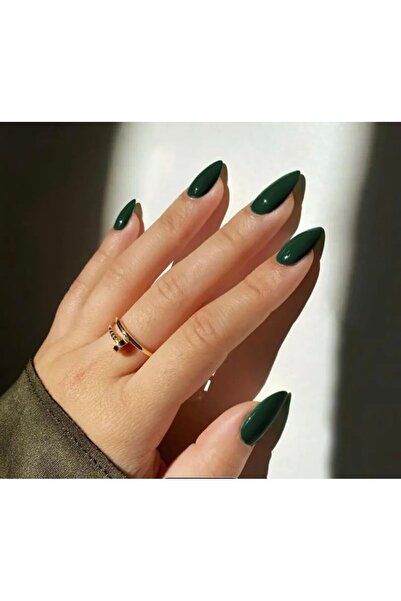 Butik Çam Yeşili 24’lü Badem Takma Tırnak Seti