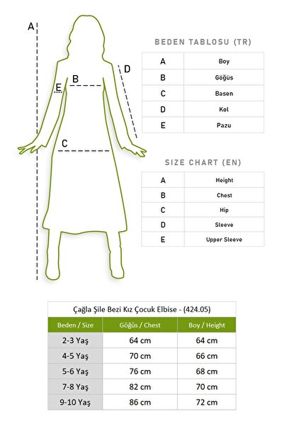 Eliş Şile Bezi Çağla Şile Cloth Girl's Summer Dress Turquoise Trkz