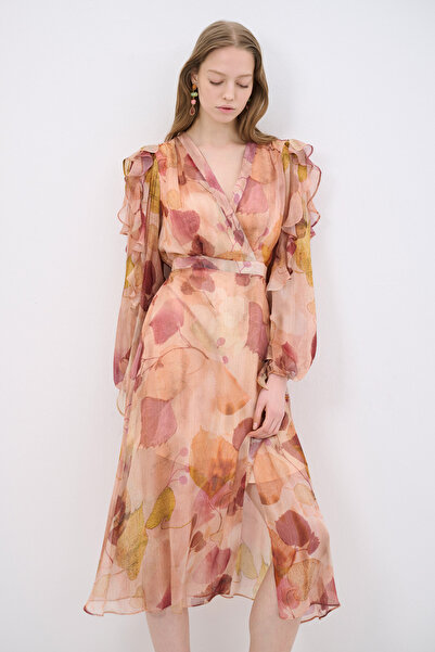 adL Desenli Uzun Elbise