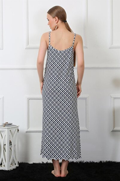 Akbeniz Жіноча довга нічна сорочка на бретельках 821