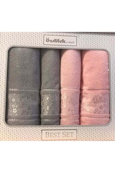 Özdilek Camellia Best Bath Set Gray-pink
