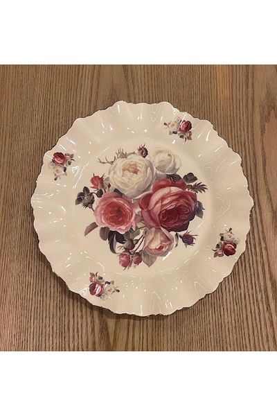 ROY KING Porcelain 6-Piece Cake Plate Cream Gold Rose Pattern Rose 20 cm