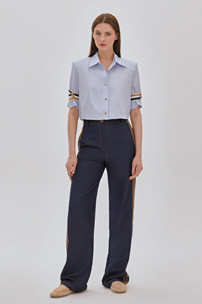 NAGRADA Vatkalı Crop Gömlek Mavi