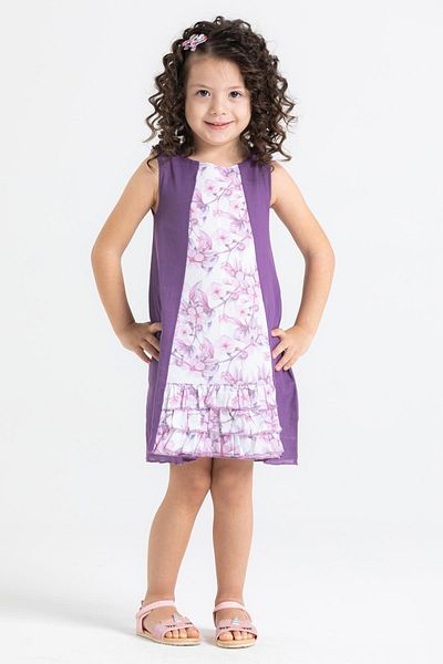 Eliş Şile Bezi Sleeveless Sile Cloth Duru Children's Summer Dress Purple Purple