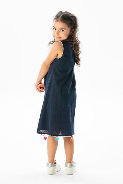 Eliş Şile Bezi Παιδικό καλοκαιρινό φόρεμα Mine Şile Diaper Navy Blue Lcvt