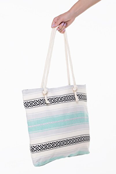 Eliş Şile Bezi Υφαντή παραθαλάσσια τσάντα παραλίας Πολύχρωμη Rnk