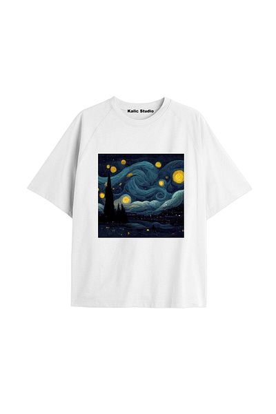 Kalic Studio Unisex Van Gogh Printed Oversize T-shirt