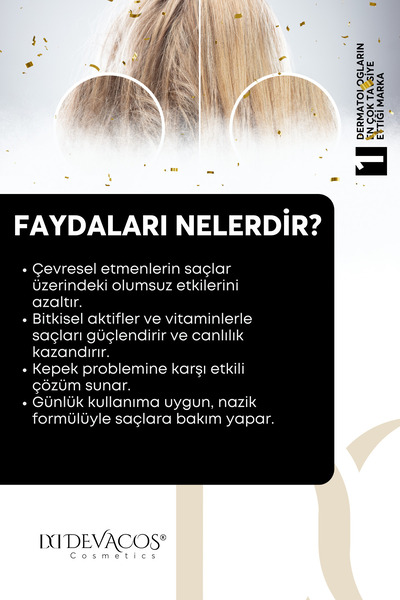 DEVACOS 400 ml Tuzsuz Şampuan Eg.zama Şampuanı Kızarıklık Pullanma Kepek Önleyici Şampuan 9 Aktifli