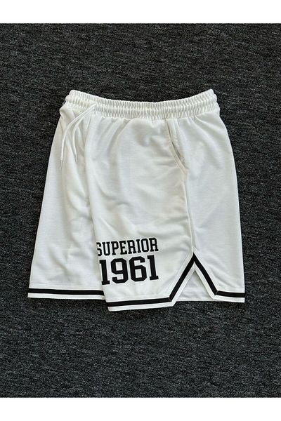 Altamira Men's White Superior Printed Leg Stripe Shorts
