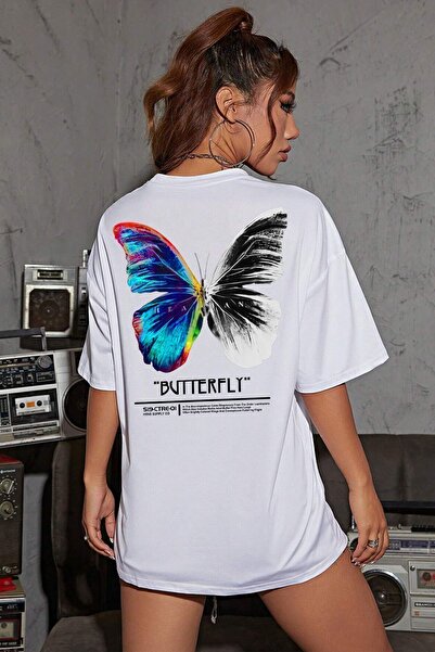 trendypassion Tricou unisex cu imprimeu cu fluturi