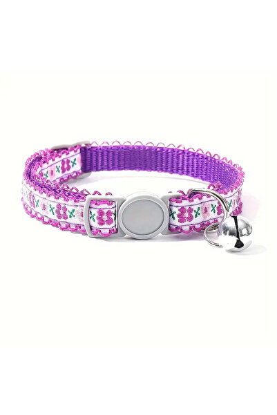Sevpatik Kedi ve Küçük Irk Köpek Boyun Tasması - Çiçek Desenli Zilli Güvenlik...