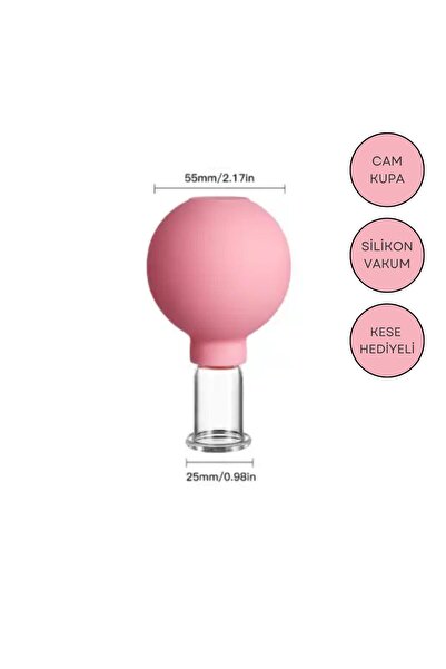 Naturachi Silikon Vakumlu Yüz ve Boyun İçin Cam Masaj Kupası No:2 Pembe Renk