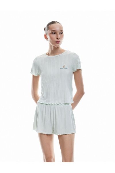 Koton Set de pijamale cu mânecă scurtă din țesătură modal camisole cu pantaloni scurți