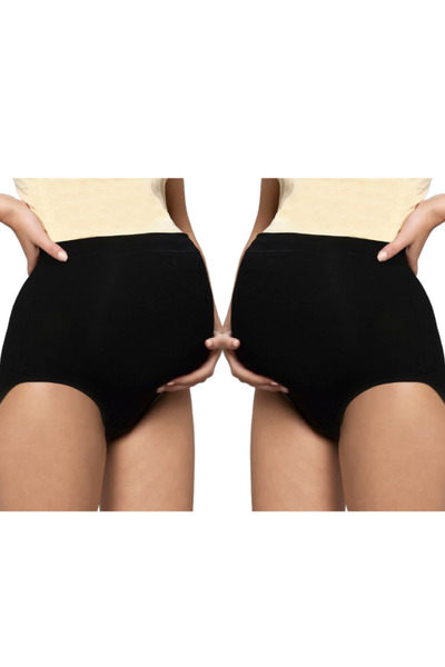 Tummy عبوة من قطعتين من سراويل داخلية مريحة بدون درزات للنساء الحوامل من القط...