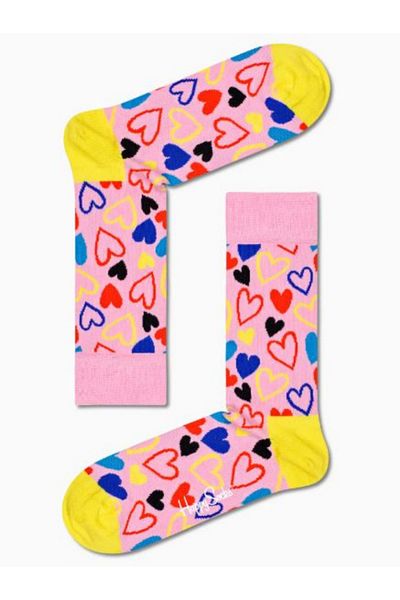 Shuttle Park Εισαγόμενες ειδικές σειρές Pink Happy Hearts Πολύχρωμες κάλτσες με μοτίβο διασκεδαστικό άνετο σχέδιο κάλτσες