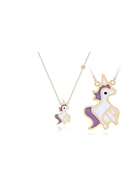 Diamond Line-Gülaylar 14 Ayar Sarı Altın Unicorn Kolye