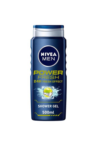 NIVEA MEN Power Fresh Shower Gel 3in1, 24h Fresh Effect, Citrus Scent, 500ml