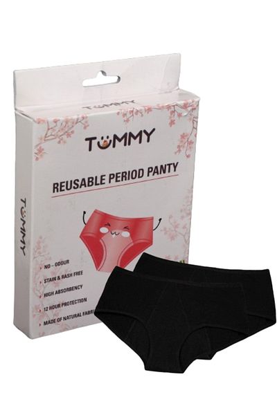 Tummy Pack of 2 Reusable Bamboo Cotton Menstrual Leak Proof Comfortable Soft Underwear, Menstrual Panties