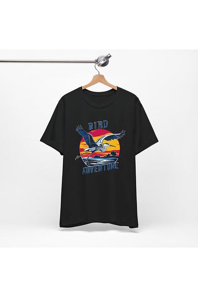 IVART Bird Adventure-unisex -%100 βαμβακερό κοντομάνικο μπλουζάκι με κανονικό λαιμόκοψη-Bird Adventure