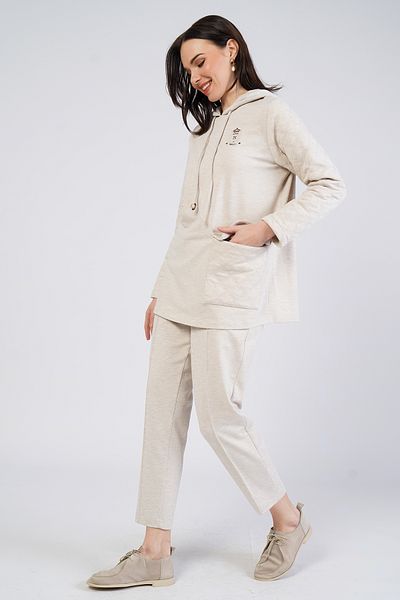 Nelly Plus Size Quilted Long Sleeve Hooded Sweatshirt