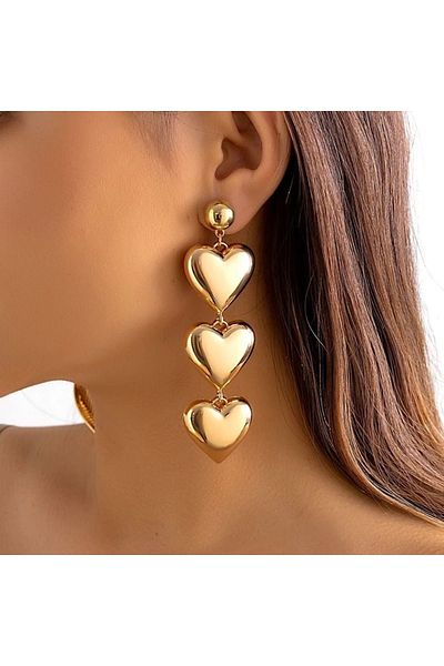 Liwer Gold Heart Design Women's Earrings