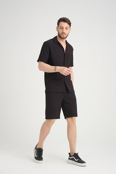 Store 100% Cotton, Modern Design Men's Shorts and Pocket Detailed Shirt Set