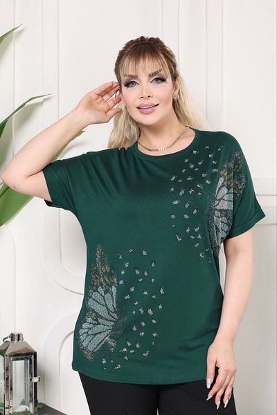 VERA COLLECTİON Battal Size Full Lichra Stone Embroidered Women's Bluz