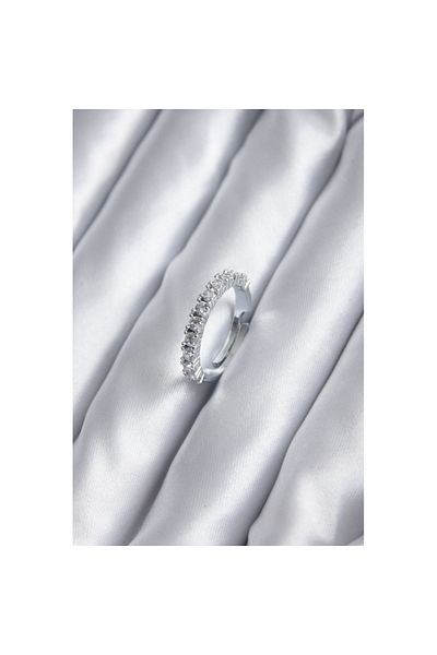Skygo Silver Color Thin Waterway Model Zircon Stone Women's Ring - TJ-BYK2833