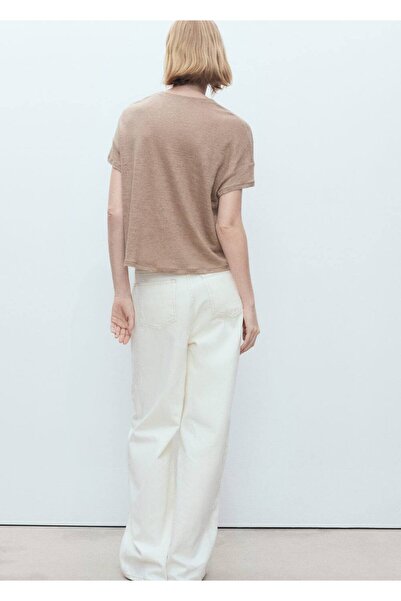 MANGO Woman Μπλουζάκι από λινό κανονική εφαρμογή