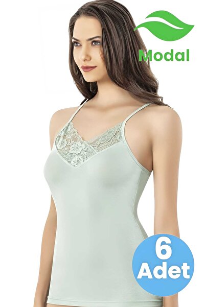 Tezzgelsin Жіночий 6-панельний V-подібний виріз з мереживною обробкою та тоне...