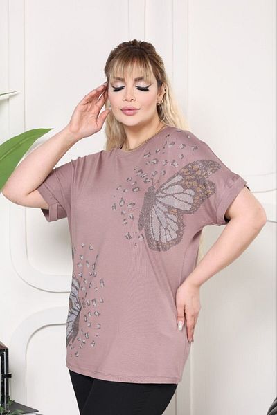 VERA COLLECTİON Battal Size Full Lichra Stone Embroidered Women's Bluz