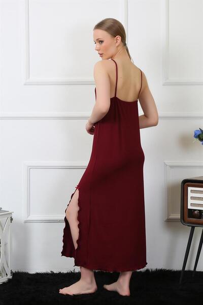 Mestore Fashion Line Women's Rope Strap Burgundy Long Nightgown 901
