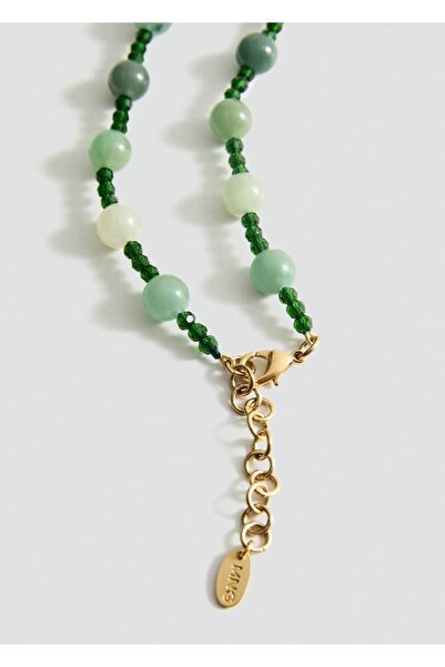 MANGO Woman Taş boncuklu çiçek detaylı kolye