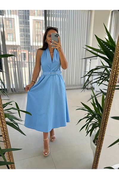 caddstore Rochia mea 3554 Baby Blue cu curea