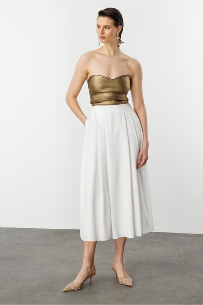 accort Kalın Pileli Uzun Etek-KEMIK