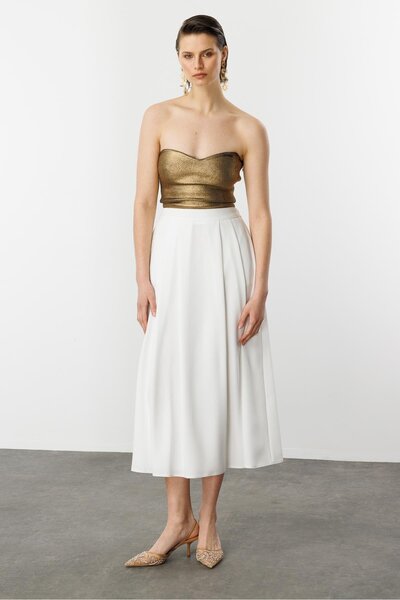 accort Kalın Pileli Uzun Etek-KEMIK