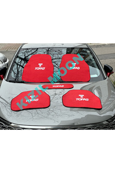 Kızıl Gök Her Araca Uygun Tofaş Yazılı Kırmızı Oto Halı Paspas 5'li Takım Set...