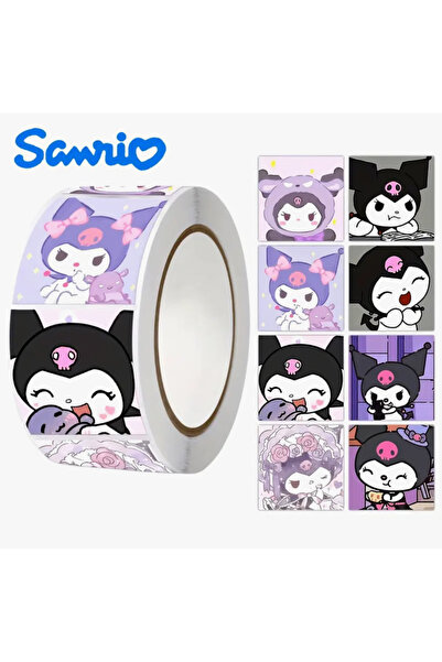 So Iconic 500 Adet Sanrio Kuromi Karakterli Bant Rulosu / Sticker (Görsel Tem...
