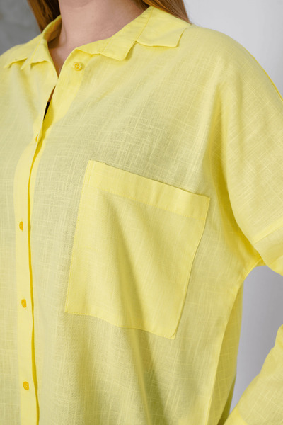 Paw Garage Women's London Linen Single Pocket Oversize Shirt, Premium Quality Linen Shirt