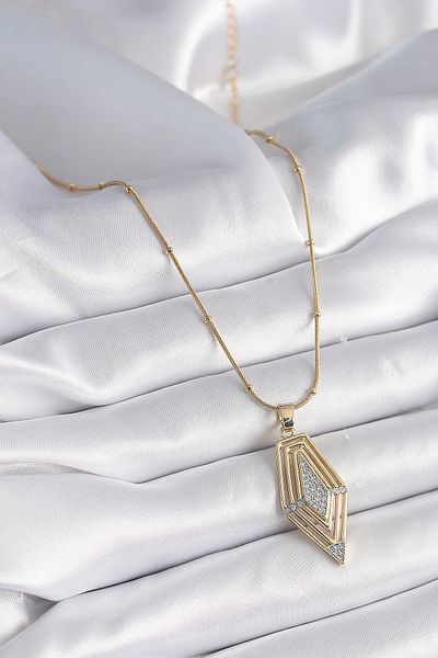 Skygo Gold Colored 316L Vintage Zircon Stone Women's Necklace - Tj-Bko9517